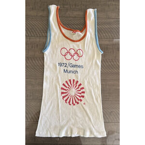 Vintage 1972 Munich Olympics Tank Top Ringer Varsity House USA Made RARE